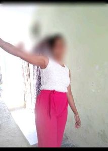 Chic pink  &amp; White Jumpsuit