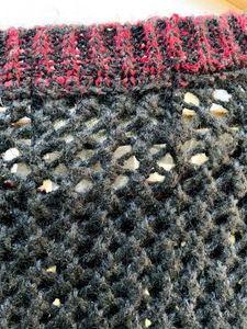 Black Knit Pullover With Burgandy Trim A