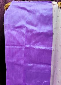 Lavender Georgette Saree With Purple Border