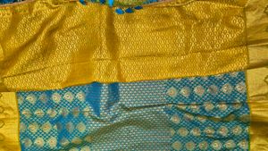 Golden Yellow And rama green Saree