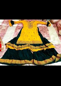 Emerald &amp; Gold Sharara Pants