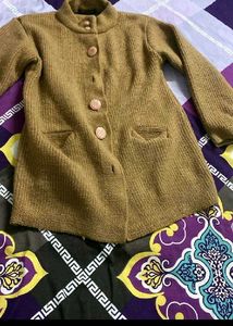 Elegant Olive Green Knit Coat