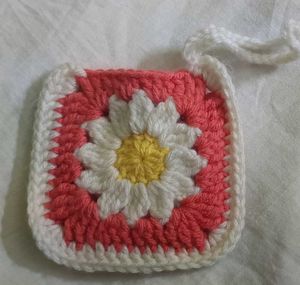 Handmade Crochet Daisy Pouch