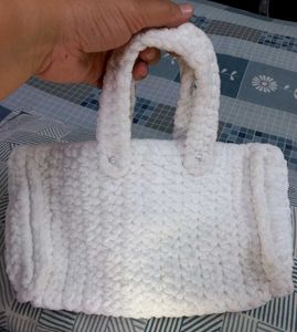 Stylish Handmade Crochet White Handbag