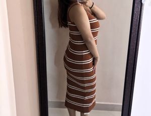 striped color block cami dress