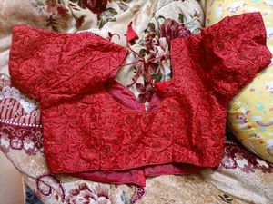 Red Embroidered Saree Blouse