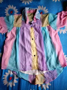 Multicolour Shirt Cum Shrug