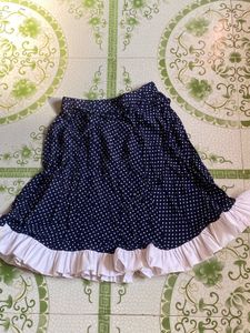 retro style navy blue knee length skirt with white