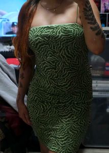 Green Zebra Print Mini Dress