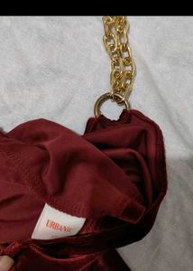 Burgundy Velvet Chain Halter Top