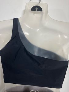 Black One Shoulder Crop Top
