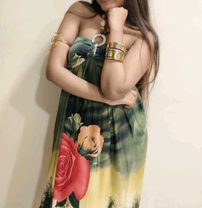 Vintage Floral Strapless Dress