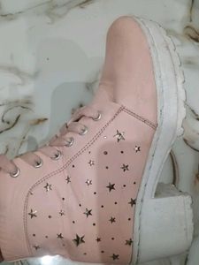 Pink Lace-up Ankle Boots