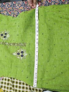 Party Wear Blue And Parrot  Green Hand Work Kurta