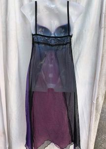 131511. Purple &amp; Black Lingerie Nightgown