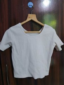 White Ribbed Crop Top