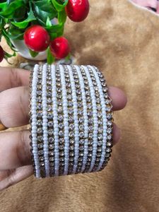 Combo Of White Stone Earrings And Bangle