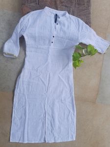 White Kurta With Collar