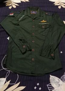 Olive Green Embellished Shirt