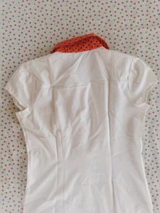 Polka Dot Collar White Top