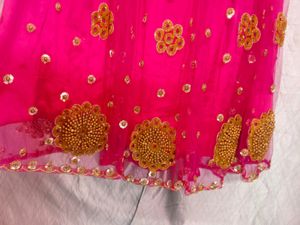 Sale !!Rose-pink Embroidery Lahenga-choli