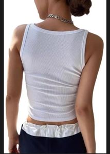White Ribbed Tank Top
