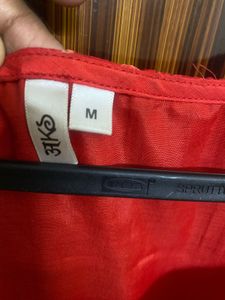 Red Patterned Midi Dress