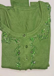 Green Embellished Cardigan