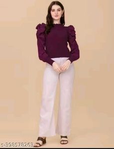 Burgundy Puff Sleeve Top