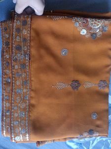 Mustard Saree With Work