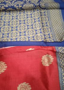 New Saree Red And Blue