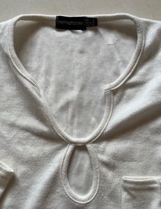 White Cutout Long Sleeve Top