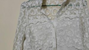 Lace Detail White Top