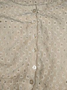 H&amp;M White Eyelet Button-Down Top