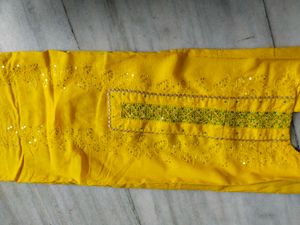 Yellow Cotton Kadai Suit Set