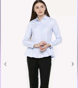 Park Avenue Light Blue Peplum Blouse