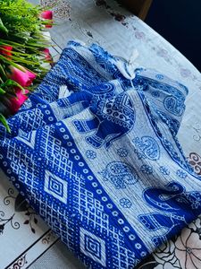 Traditional Indigo Bandhani Printed Scarf