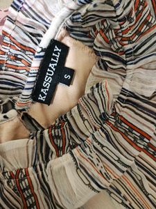 Elegant Striped Midi Dress (34-36)