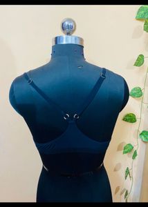 Black Crop Top with Embellishments