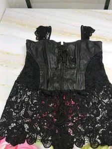(900)Leather & Lace Corset Top