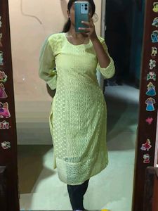 Yellow Chikankari Kurti