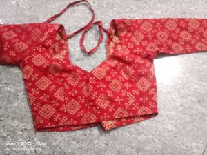Red Printed Saree Blouse