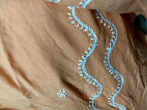 Peach Embroidered Kurta Top