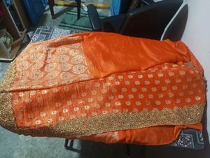 Orange Embellished Saree