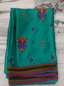 Elegant Green Embroidered Saree