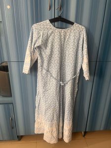 Elegant Blue Lucknowi Anarkali Kurta-XXL