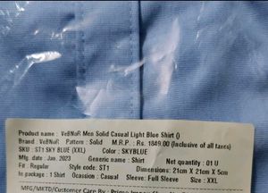Men Solid Casual Light Blue Shirt