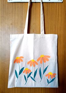 Hand-painted Floral Cloth Tote Bag
