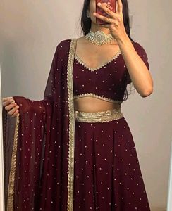 Elegant Brown Lehenga Choli Set ✨