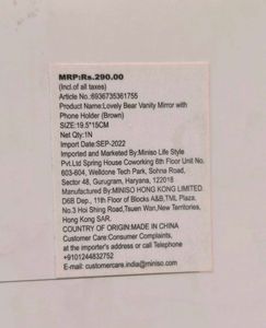 Miniso Lovely Bear Vanity Mirror with Phone Holder